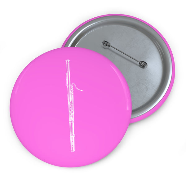 Bassoon Silhouette - Pink Pin Buttons