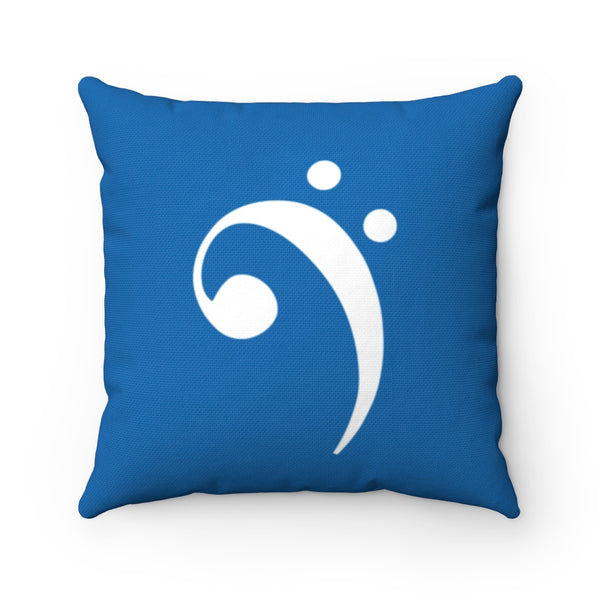 Blue Bass Clef Square Pillow - Diagonal White Silhouette