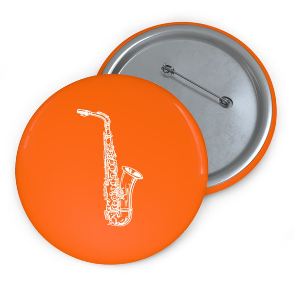 Alto Saxophone Silhouette - Orange Pin Buttons