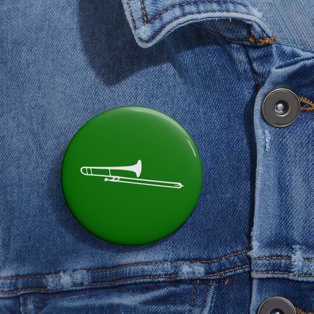 Trombone Silhouette - Green Pin Buttons