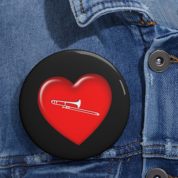 Trombone + Heart - Pin Buttons