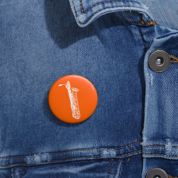 Baritone Saxophone Silhouette - Orange Pin Buttons