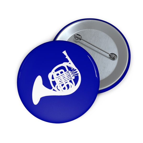 French Horn Silhouette - Blue Pin Buttons
