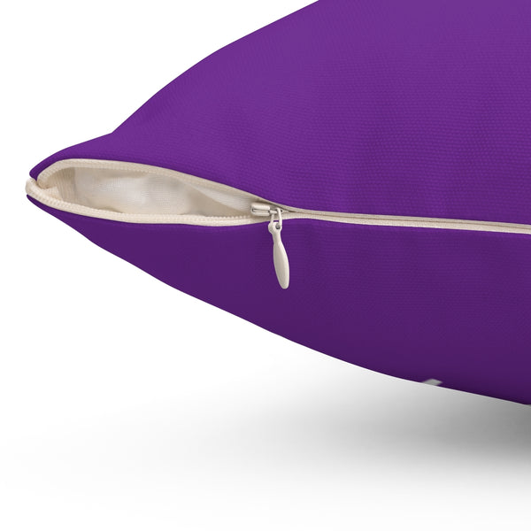 Purple Bass Clef Square Pillow - Diagonal White Silhouette