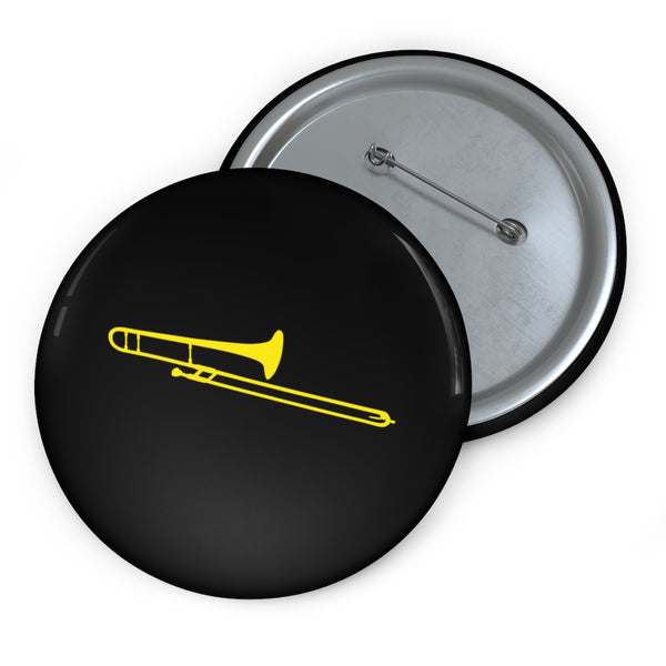Trombone Silhouette - Black Pin Buttons