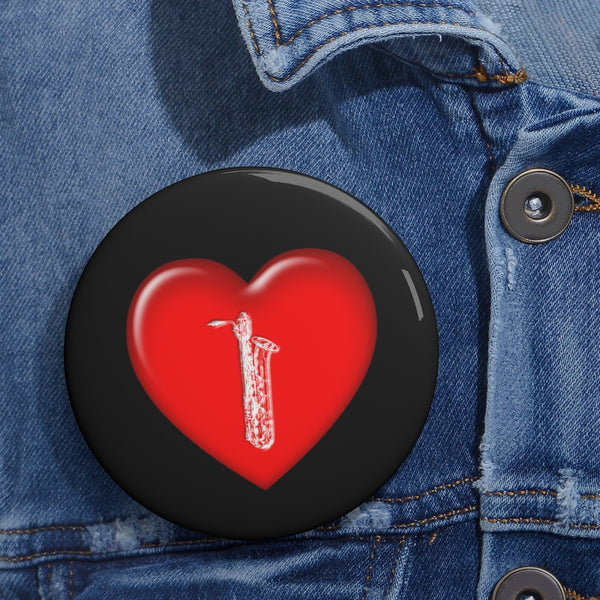Bari Saxophone + Heart - Pin Buttons