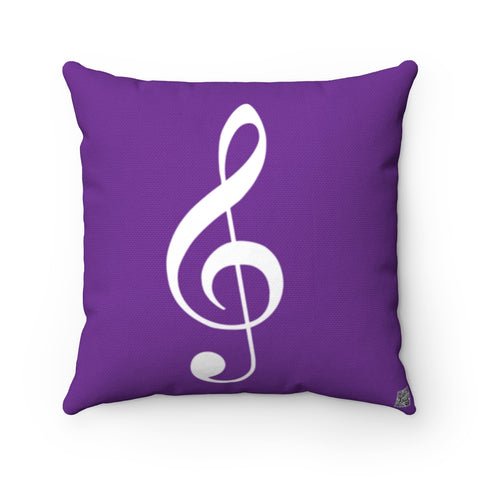 Purple Treble Clef Square Pillow - Silhouette