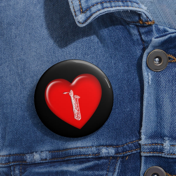 Bari Saxophone + Heart - Pin Buttons