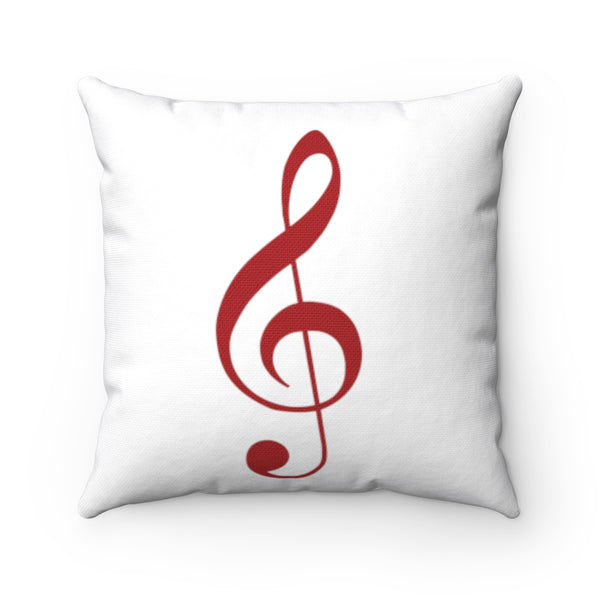 Treble Clef Square Pillow - Red Silhouette