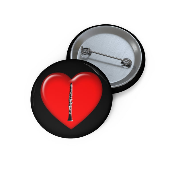 Clarinet + Heart - Pin Buttons