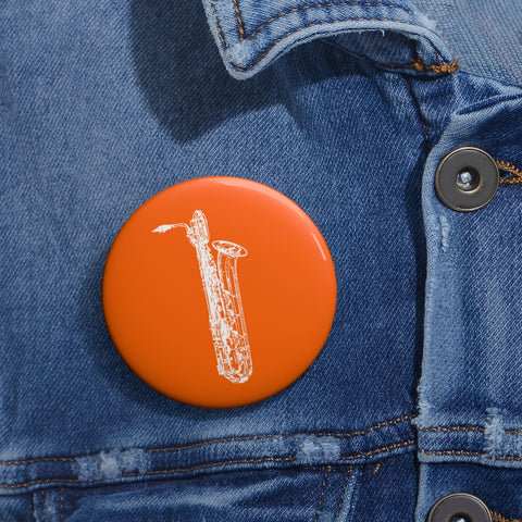 Baritone Saxophone Silhouette - Orange Pin Buttons