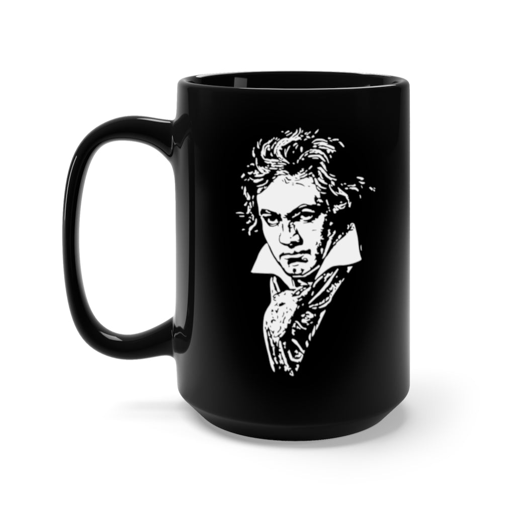 Beethoven - Portrait Stamp - 15oz Mug - Black