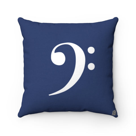 Navy Bass Clef Square Pillow - White Silhouette