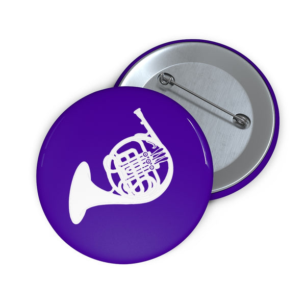 French Horn Silhouette - Purple Pin Buttons