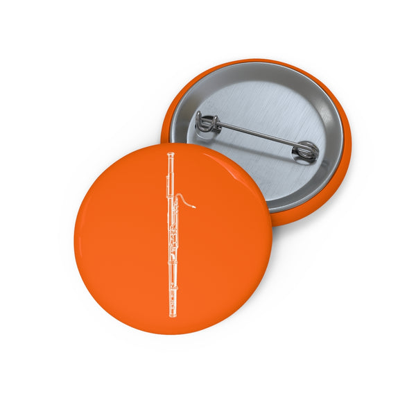 Bassoon Silhouette - Orange Pin Buttons