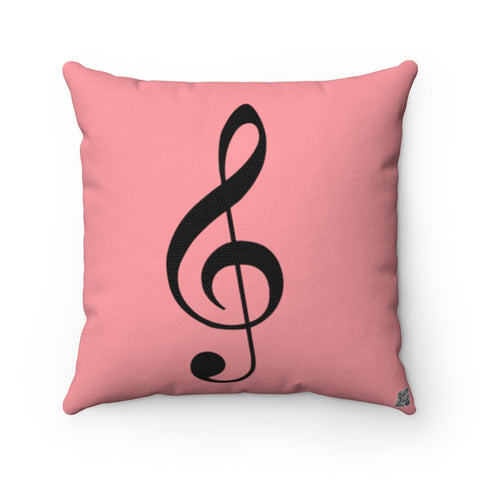 Pink Treble Clef Square Pillow - Silhouette