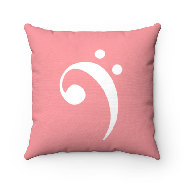 Pink Bass Clef Square Pillow - Diagonal Silhouette