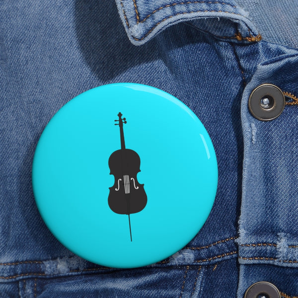 Cello Silhouette - Cyan Pin Buttons