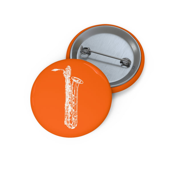 Baritone Saxophone Silhouette - Orange Pin Buttons