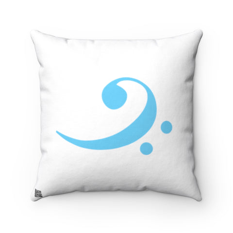 Bass Clef Square Pillow - Diagonal Aqua Silhouette