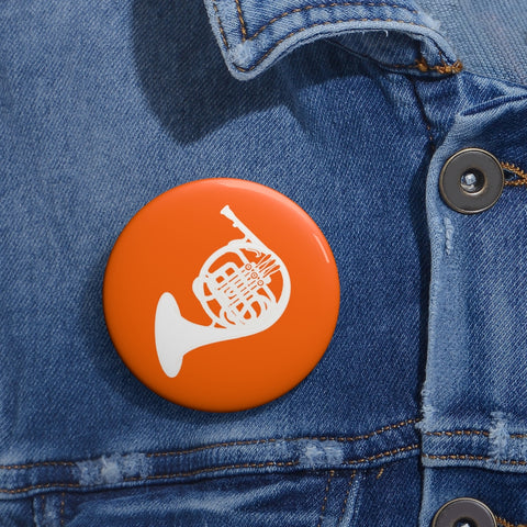French Horn Silhouette - Orange Pin Buttons