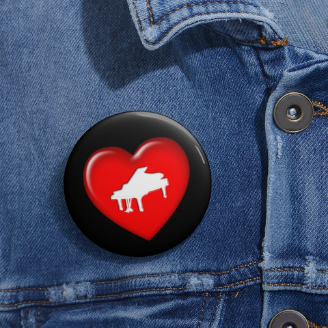 Piano + Heart - Pin Buttons
