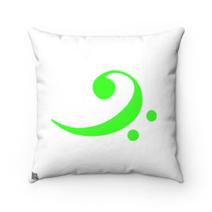 Bass Clef Square Pillow - Diagonal Bright Green Silhouette