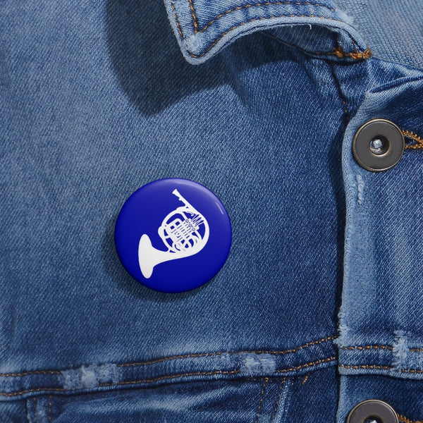 French Horn Silhouette - Blue Pin Buttons