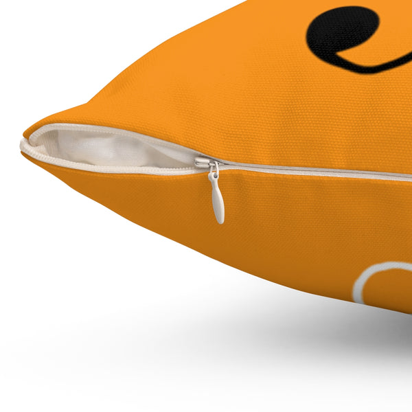 Orange Treble Clef Square Pillow - Silhouette