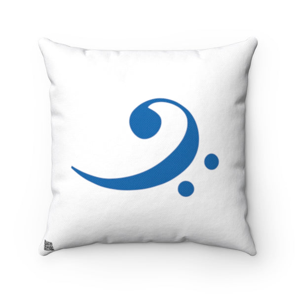 Bass Clef Square Pillow - Diagonal Blue Silhouette