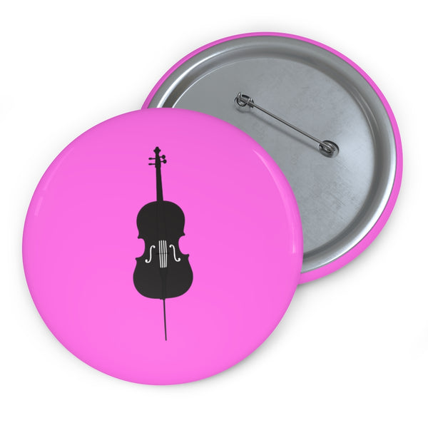 Cello Silhouette - Pink Pin Buttons
