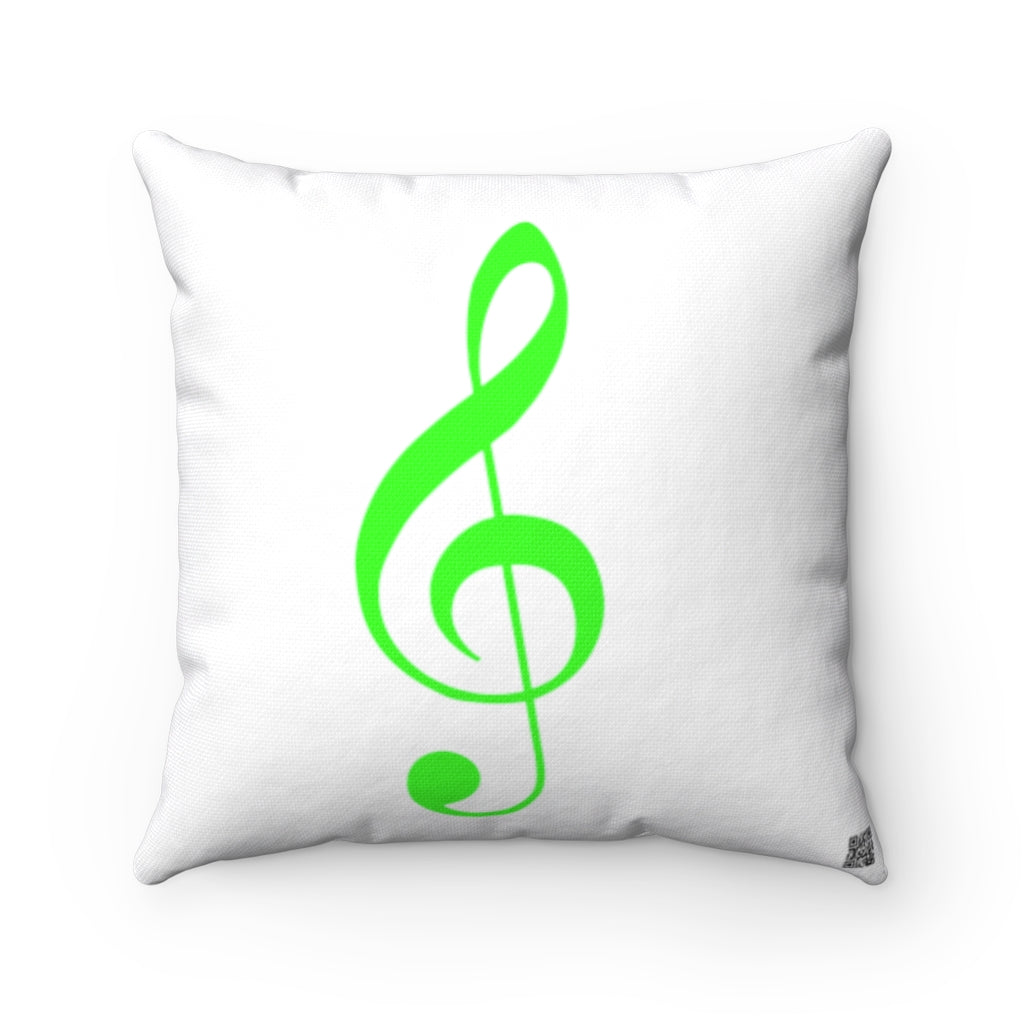 Treble Clef Square Pillow - Bright Green Silhouette