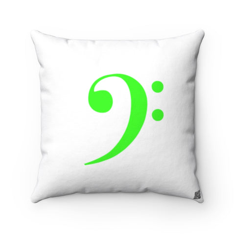 Bass Clef Square Pillow - Bright Green Silhouette
