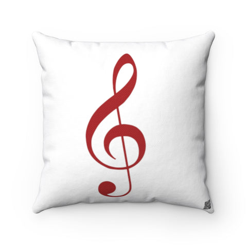 Treble Clef Square Pillow - Red Silhouette