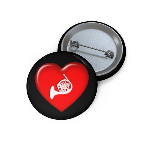 French Horn + Heart - Pin Buttons