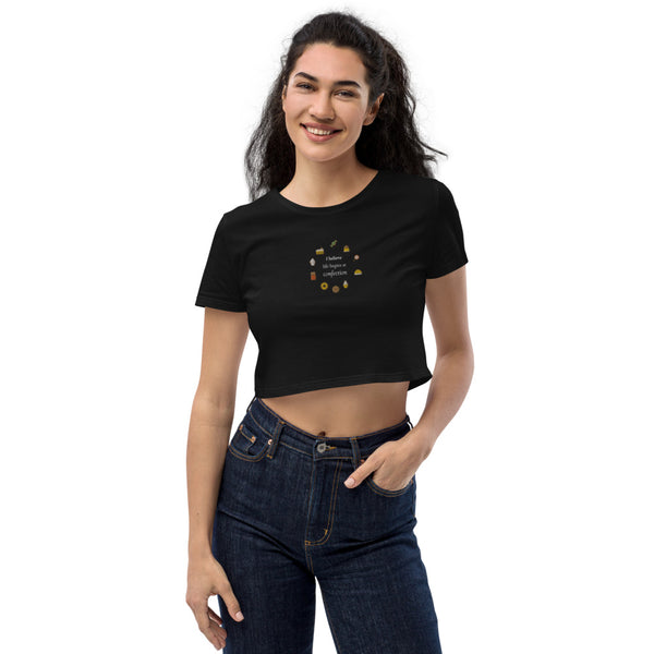 Life Begins at Confection - Embroidered Crop Top