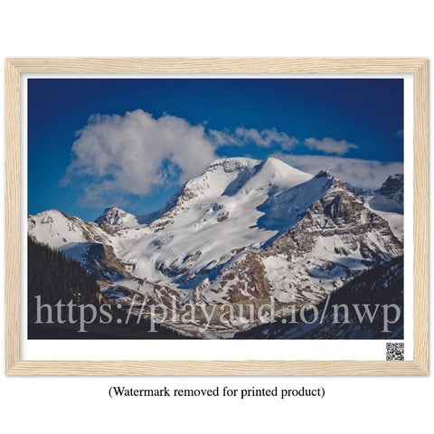 Snowcapped Rocky Mountain Peak - Northwest Passage 2021 Series - 16"x12" Premium Matte Paper Wooden Framed Poster