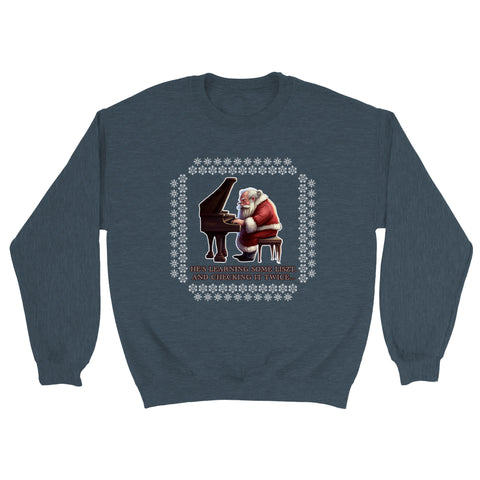 He's learning some Liszt, and checking it twice - Bargain Ugly Christmas Sweater (Printed Sweatshirt)