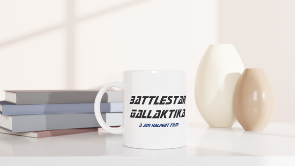 Jim Halpert's Battlestar Gallaktika - Font 3 - White 11oz Ceramic Mug
