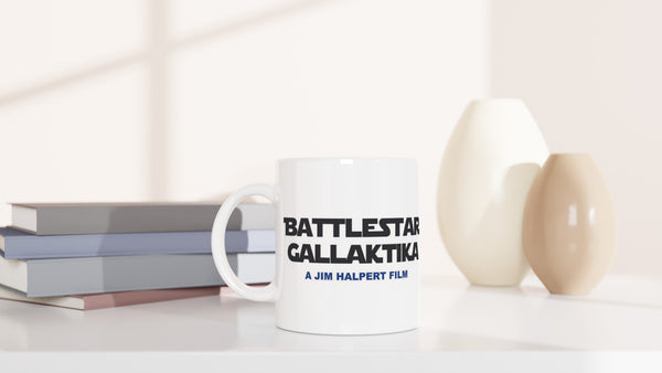 Jim Halpert's Battlestar Gallaktika - Font 2 - White 11oz Ceramic Mug