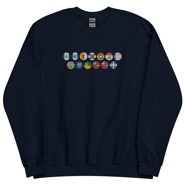 Canadian Provinces & Territories Flags + Sorry - Embroidered Front & Printed Back Sweatshirt