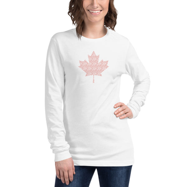 Maple Leaf - 'Sorry' Small Text Pattern - Unisex Long Sleeve T-Shirt