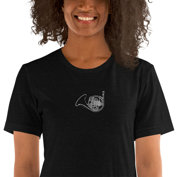 French Horn Embroidered Short-Sleeve Unisex T-Shirt