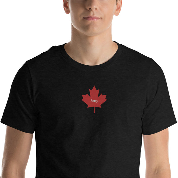 Maple Leaf + 'Sorry' - Embroidered Short-Sleeve Unisex T-Shirt