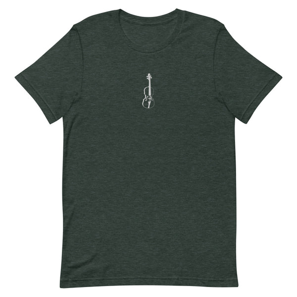 Violin Silhouette Embroidered Short-Sleeve Unisex T-Shirt