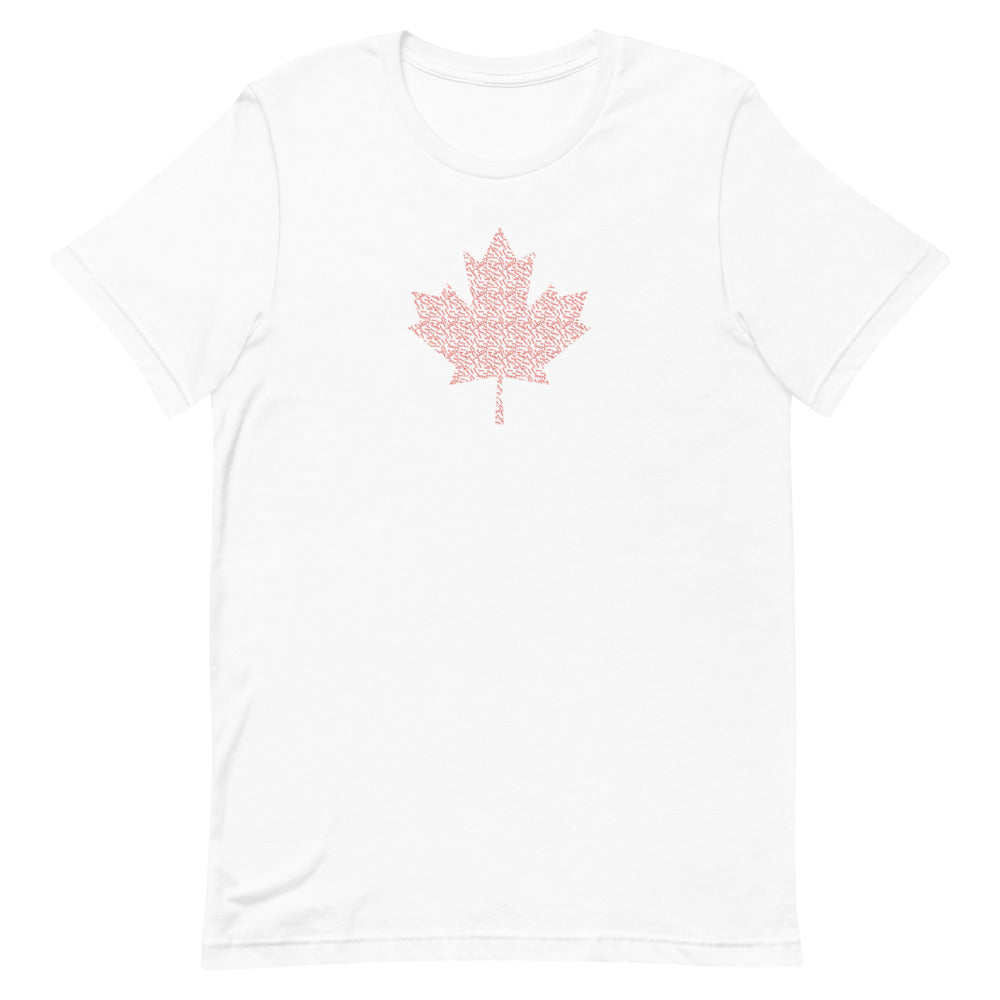 Maple Leaf - 'Sorry' Small Text Pattern - White Short-Sleeve Unisex T-Shirt