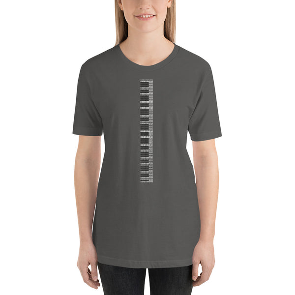 ICIH2P - Piano Keyboard Tiny Text Pattern Unisex Short Sleeve T-Shirt