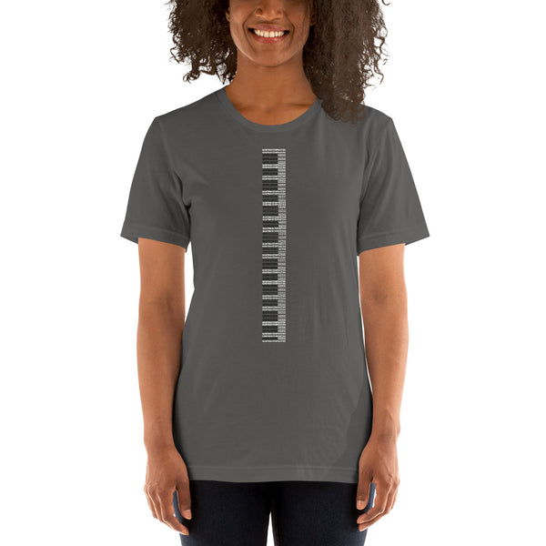 ICIH2P - Piano Keyboard Tiny Text Pattern Unisex Short Sleeve T-Shirt