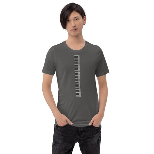 ICIH2P - Piano Keyboard Tiny Text Pattern Unisex Short Sleeve T-Shirt