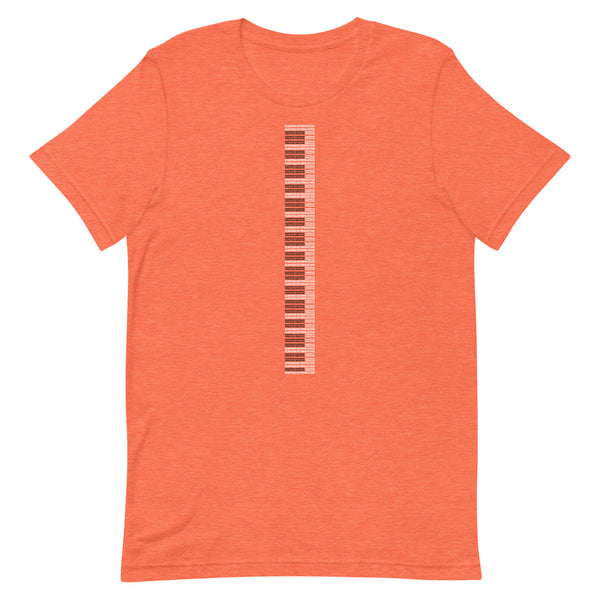 ICIH2P - Piano Keyboard Tiny Text Pattern Unisex Short Sleeve T-Shirt